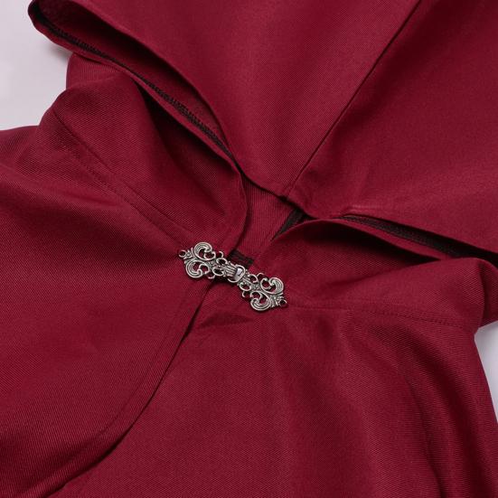 Halloween Cloak Retro Style Hooded Tailoring Metal Buckle Decoration Shawl Role-Playing Versatile Costume Accessory