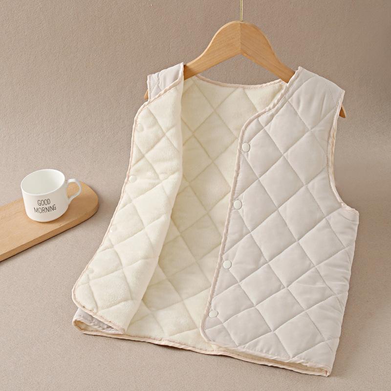 Kids Thickened Warm Padded Sleeveless Cardigan Vest For Boys And Girls