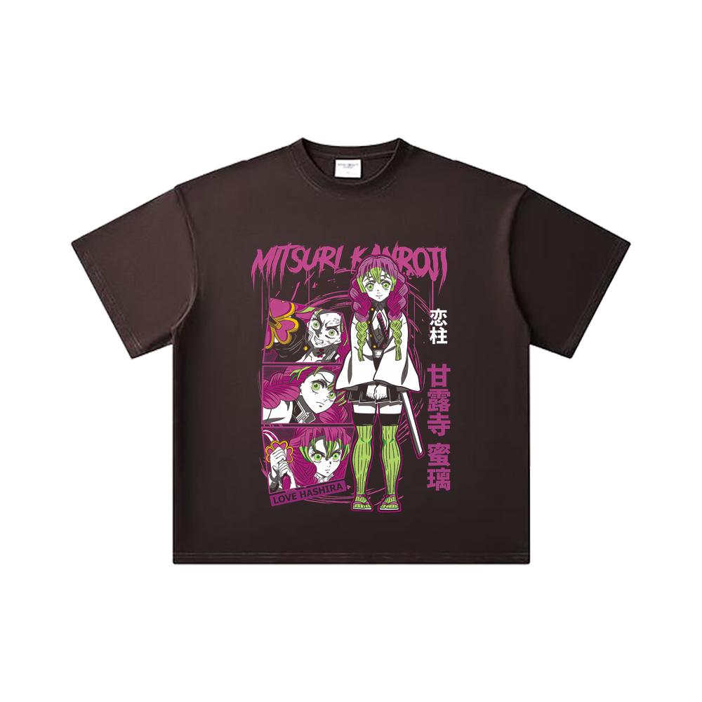 260 GSM Double Yarn 32 Count 100% Cotton Demon Slayer V50 Mitsuri Print Unisex Heavy Cotton T Shirt