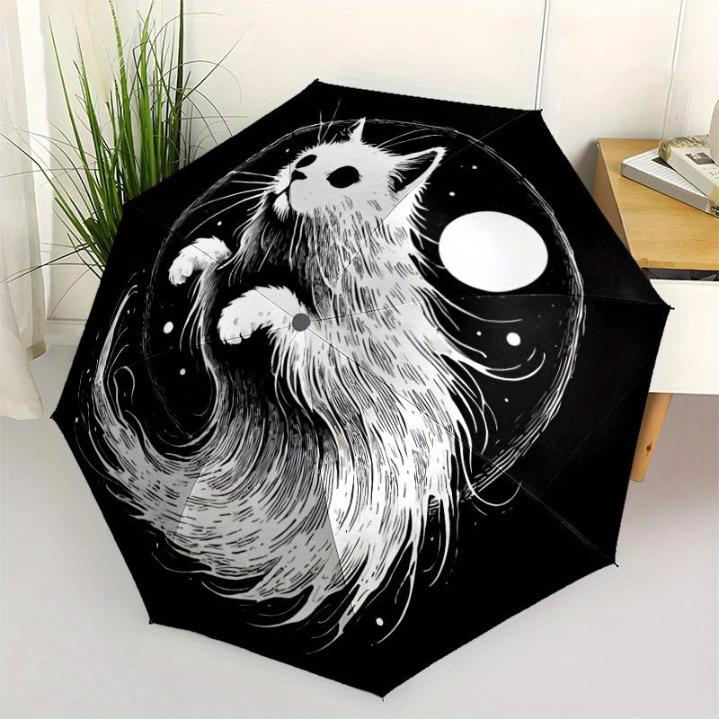 1pc Yin Yang Cat Automatic Umbrella High Quality Canopy, Portable Folding Umbrella with, Ideal Gift for - Travel, Everyday, Formal Events, S
