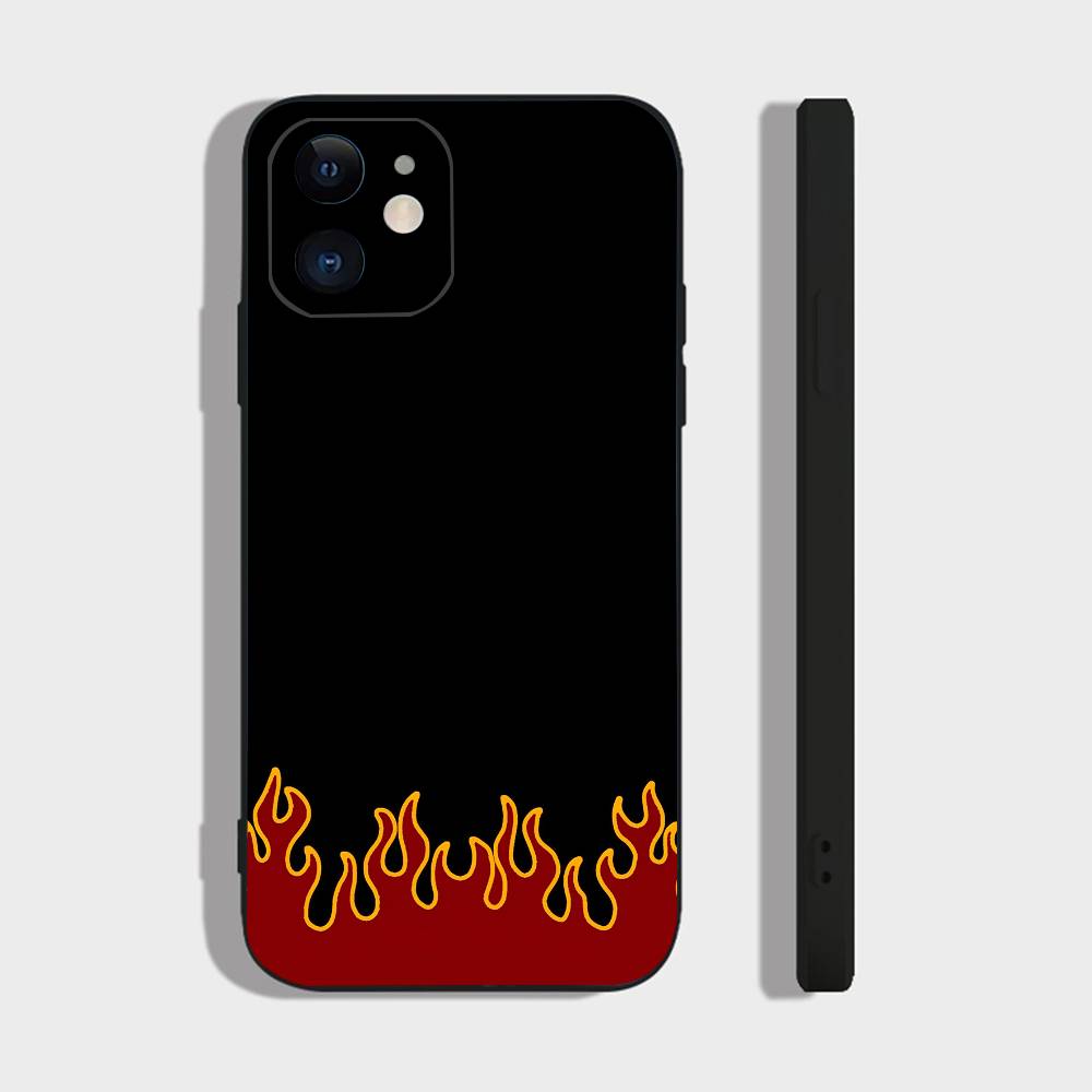 Fire For IPhone 13,17,11,12,16,14,15,Plus,Pro Max Soft Silicone Black Phone Case