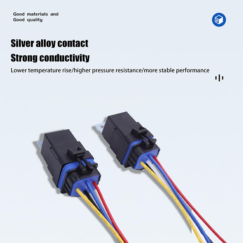 1 Set Car Relay With Socket Dc 12/24V 40A 4/5Pin Amp Waterproof Relay Harness Tinned Copper Wires 5-Pin Spdt For Boat Auto Fan