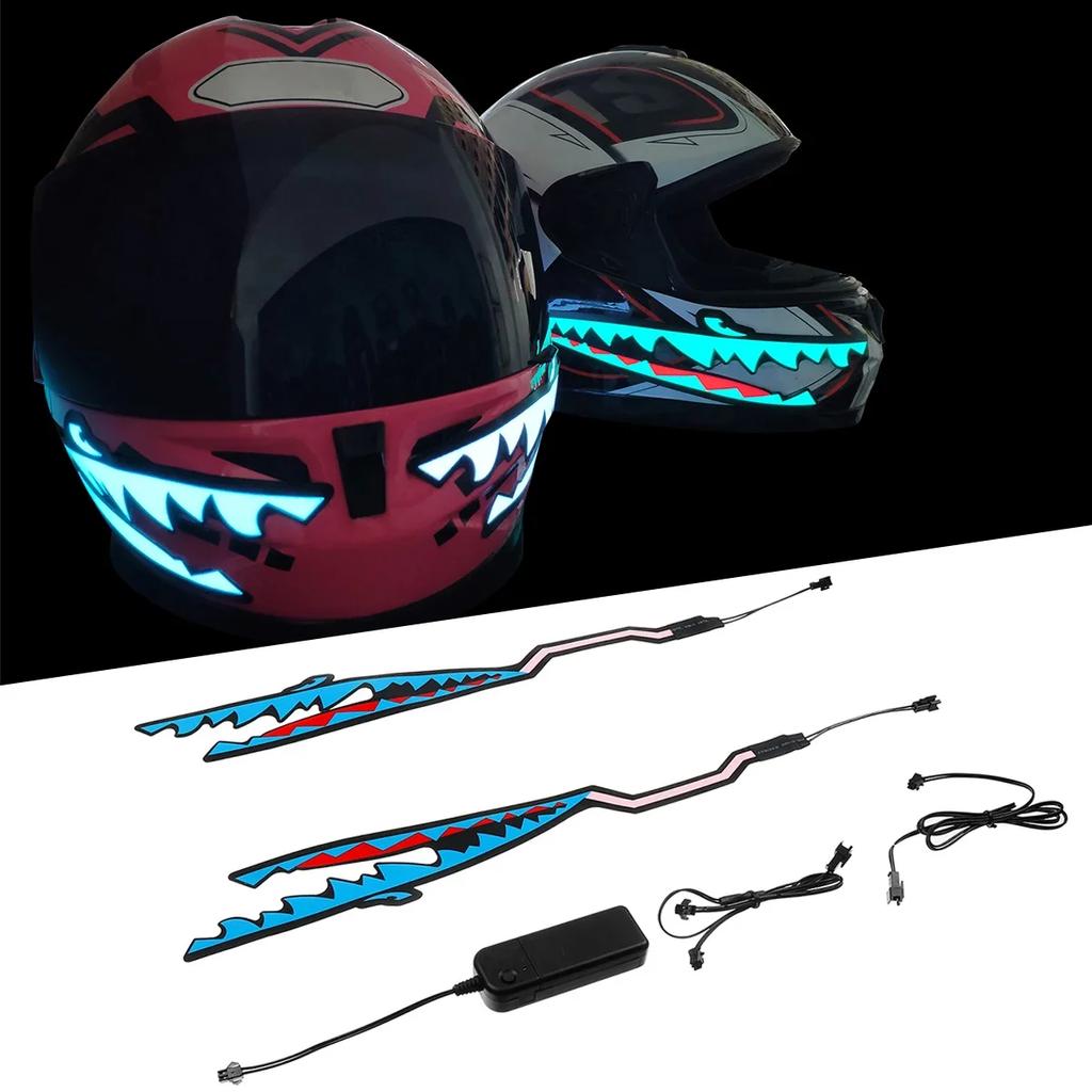 Casco da moto 2 in 1 Casco da moto Barra luminosa Striscia stile squalo LED Luce di segnalazione notturna Striscia Freddo Impermeabile Sti