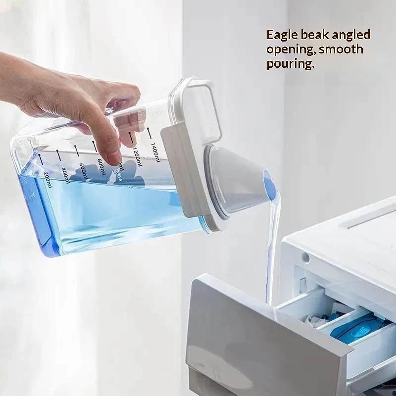 Airtight Laundry Detergent Dispenser Easy to Clean Clear Washing Powder Liquid Holder with Lid for Household Laundry Organization