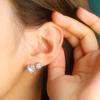 Hypoallergenic Silver Stud Earrings for Women Cubic Zirconia Halo Round Heart Square Diamond Large Silver Stud Set Earring