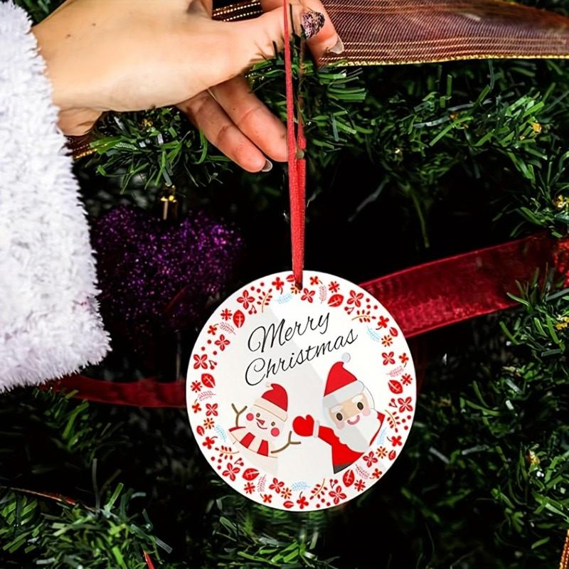 24Pcs Acrylic Ornaments Sublimation Blanks Double Sided Heat Transfer Hanging Pendant Festival Tree Decorations