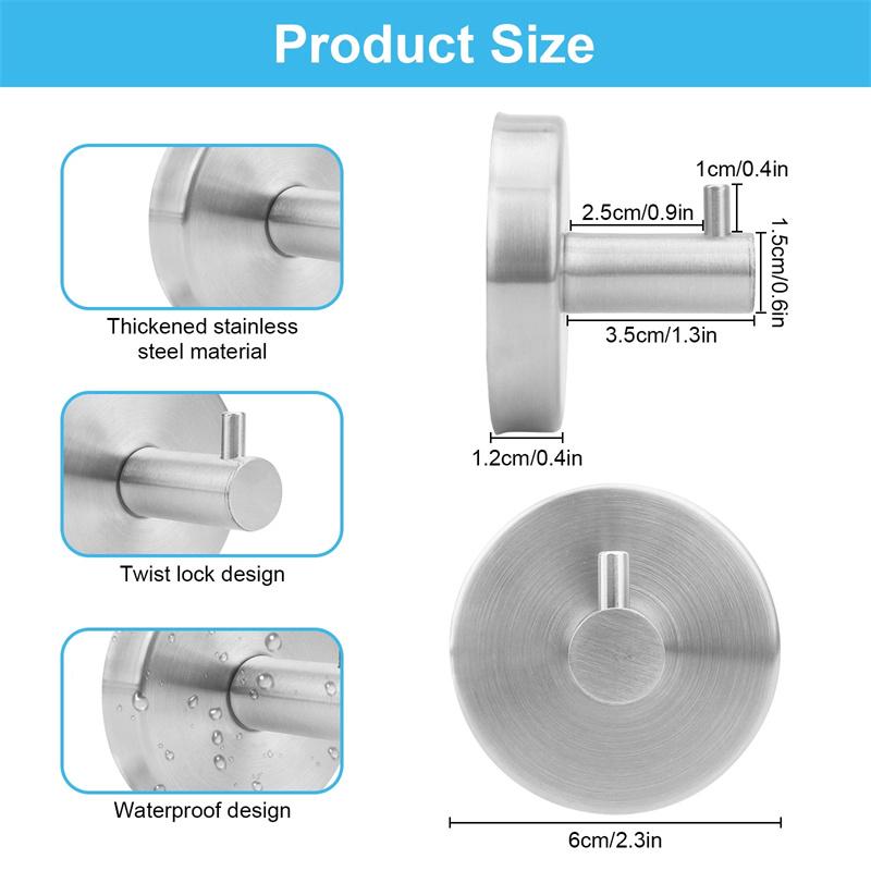 4Pcs Polished Bathroom Towel Hooks Stainless Steel Coat Robe Hook Wall Hanger With Screws Towel Rack Hang Hook For Hotel Kitchen