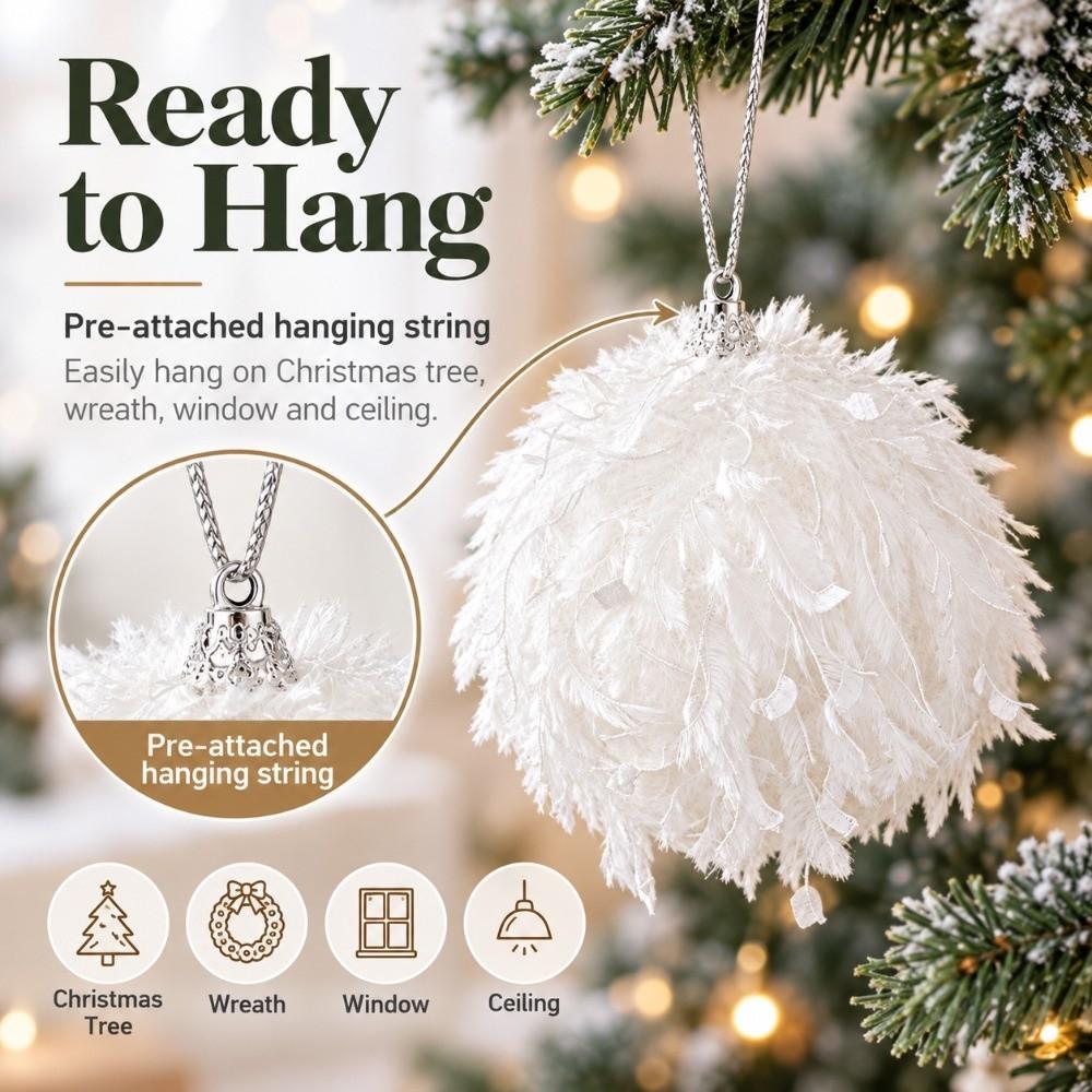 Silver Tinsel Ribbon Xmas Bauble Fluff Texture Tree Hanging Decor  Christmas Tree Decor