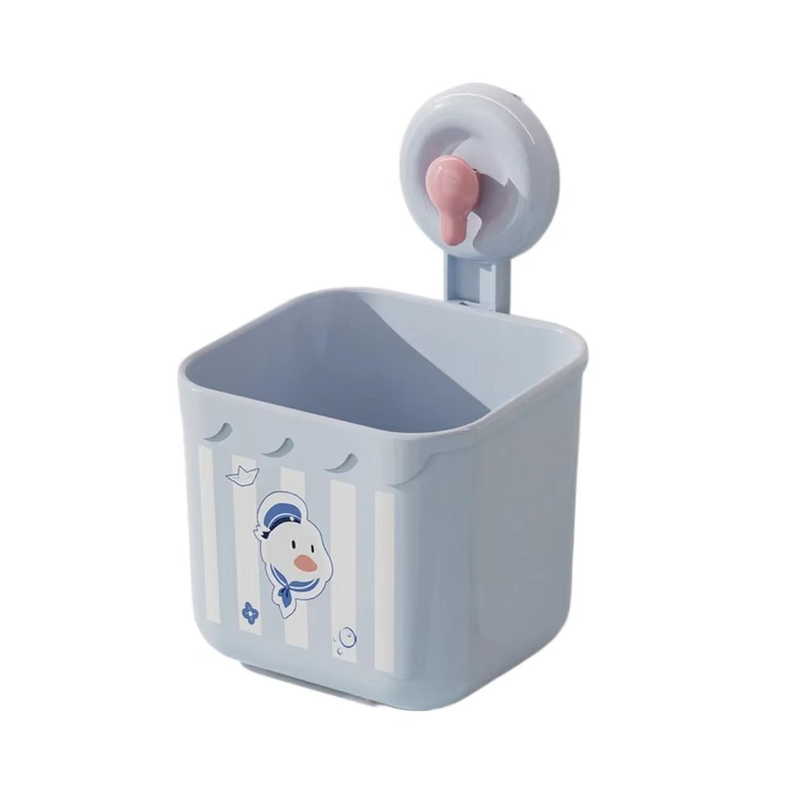 

Wall Mounted Storage Basket with Cartoon Print Suction Cup Attachment for Bathroom Kitchen Organizer Multipurpose Use one size синий