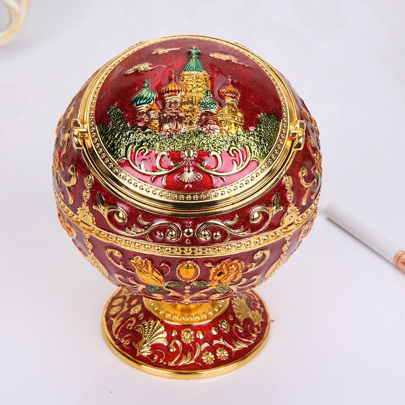Multifunctional creative ashtray with lid European ashtray living room metal living room KTV office home with lid