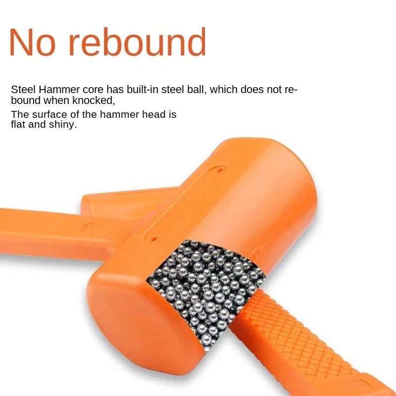 0.5-4LB Dead Blow Mallet Orange Soft Silent Rubber Unicast Hammer Install Hammer Multifunctional Wood Flooring No Elasticity