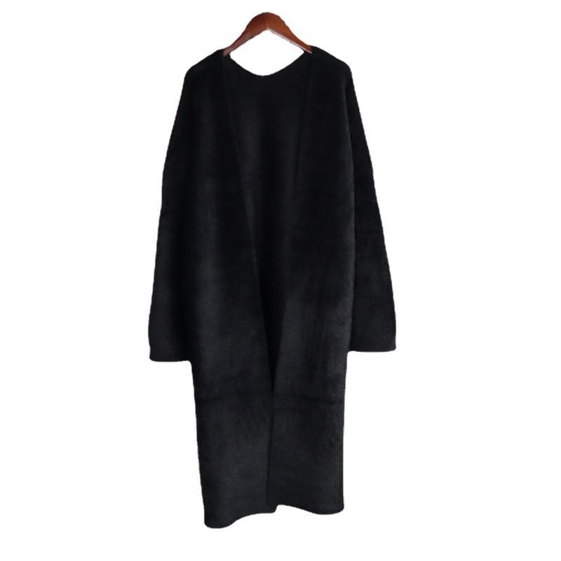 Imitation mink velvet knitted cardigan women's autumn and winter new loose long temperament solid color coat coat