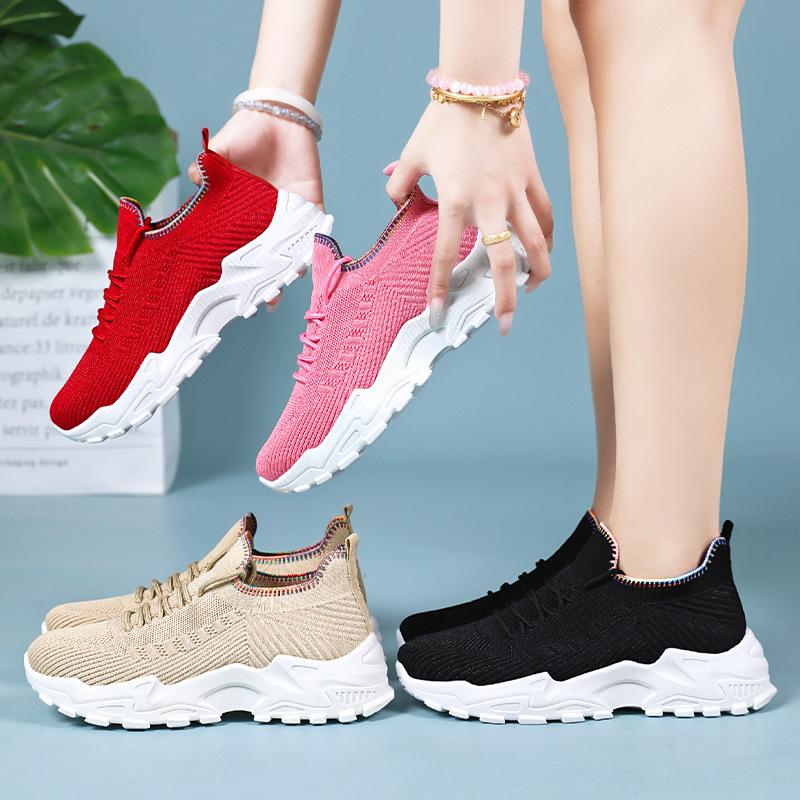 New Thick Bottom Non-slip Shock-absorbing Women's Height Increasing Shoes - Breathable Mesh Trend Sports Leisure Lightweight Comfortable Walking Shoes
