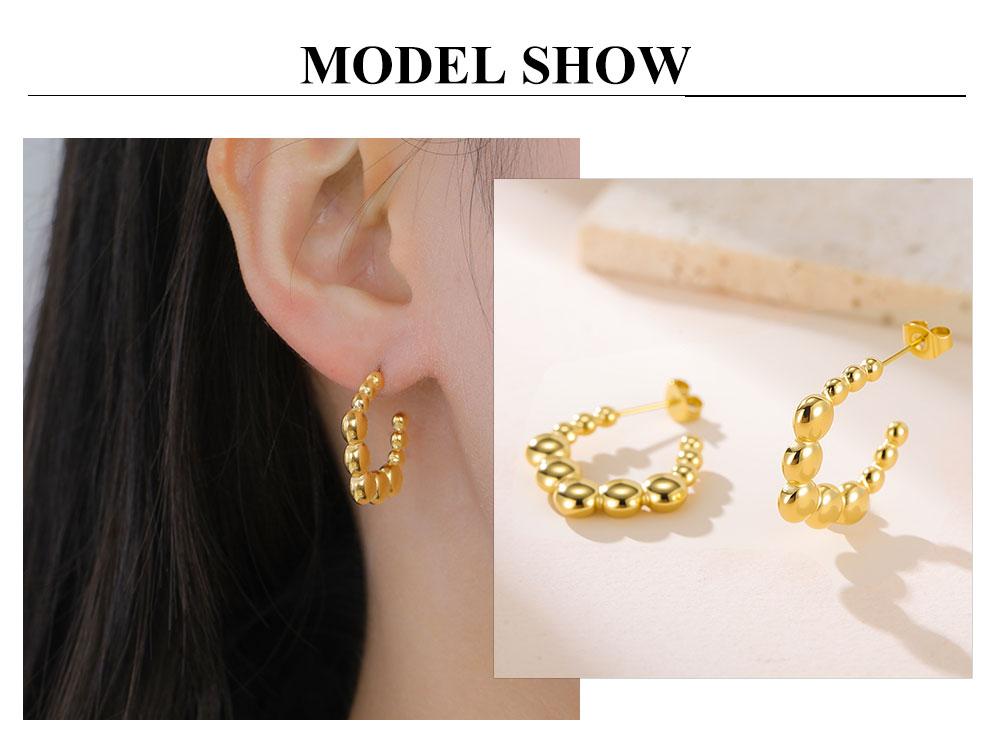 Cazador Geometric Beads Women's Earrings Gold Color Trendy Waterproof Earrings Stainless Steel Jewelry 2026 Party Wedding Gifts