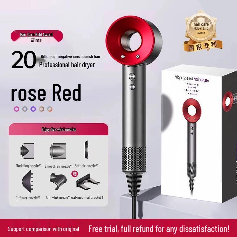 Silent High-Speed Negative Ion Hair Dryer - Quick-Drying & Large Airflow for Home Use