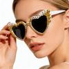 Bling Pearl Just Married Heart Sunglasses For Bride Bachelorette Party Wedding Honeymoon Fashion Eyewear KJ230