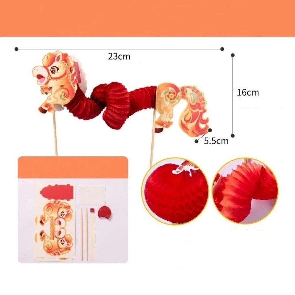 Paper Dragon Dance Props Diy Material Set Honeycomb Paper Horse Dance Props Cartoon Pattern Handmade Paper Crafts New Year Eve