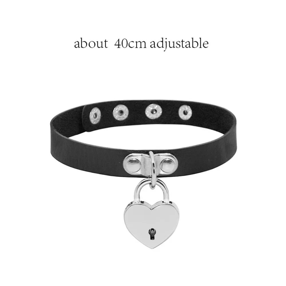 Harajuku Chocker Sexy Herzschloss Schlüssel Nieten Schwarze Goth Punk Choker Halskette Für Frauen Hip Hop Bondage Cosplay black