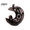 Halloween Pumpkin Skull Decoration LED Light-Up Moon Figurine, Spooky Face Crescent Atmosphere Props for Secret Room Night Light Home Desktop
