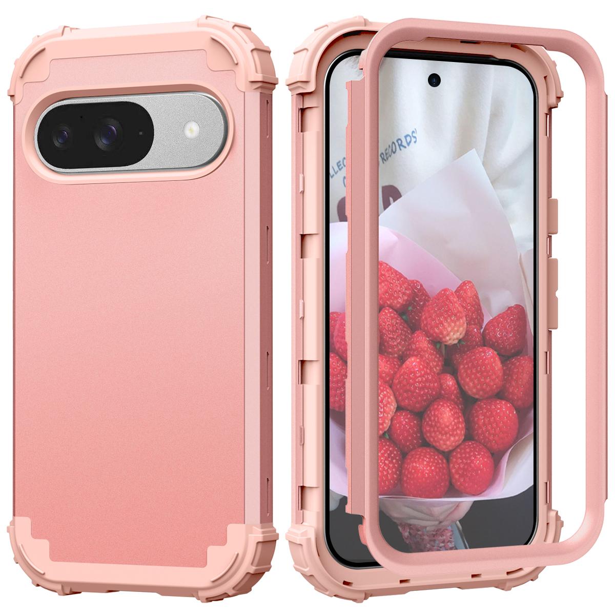 

L-Style For Google Pixel 9 Case Shockproof PC+TPU Phone Back Cover Pink