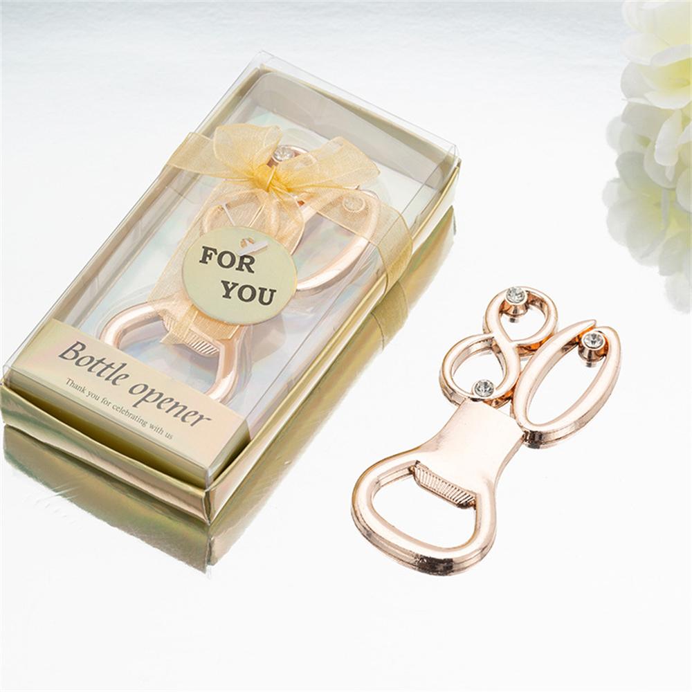 30pcs Golden Bottle Opener with Diamonds for 10/18/20/30/40/50/60/70/80th Birthday Party Decoration