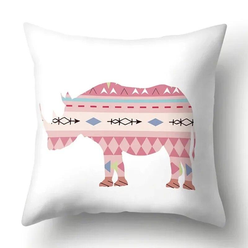 Simple Plaid Animal Pillowcase Puppy Cat Giraffe Pillowcase Children's Room Home Decoration Living Room Sofa Cushion Cover