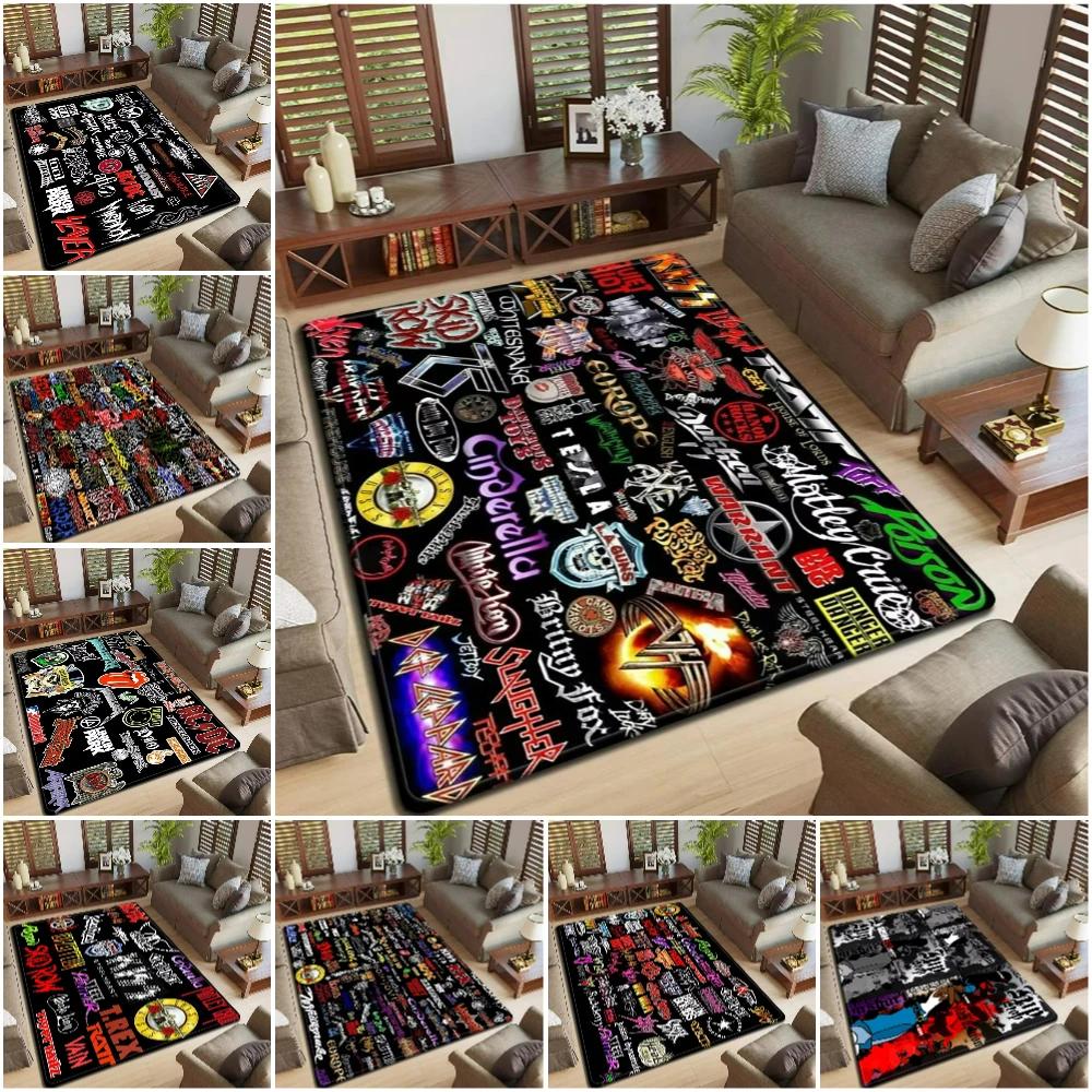 Band Logo Music Rock and Roll Pattern Carpet for Living Room Bedroom Non-Slip Soft Rug Kitchen Floor Mat Entrance Doormat