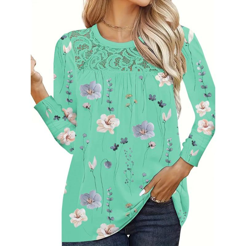 IHUASU Women's Fashion Casual Long Sleeve O-Neck Blouses & Shirts