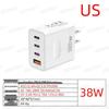 PD 12W USB Multi-Port Fast Charger with EU/US/UK Plugs for Travel
