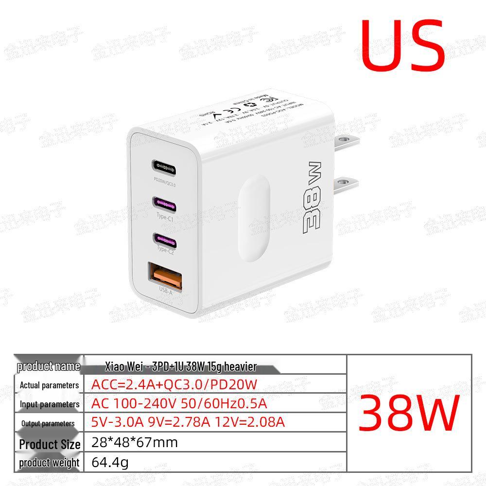 PD 12W USB Multi-Port Fast Charger with EU/US/UK Plugs for Travel
