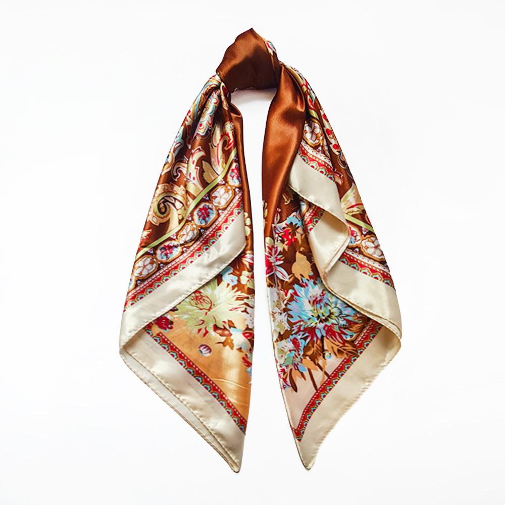 90cm Paisley Print Cashew Silk-Style Headscarf for Women
