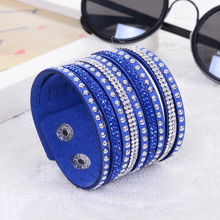 9 Rows of Short High-end Jewelry EBAY Leather Flannel Hot Diamond Bracelet