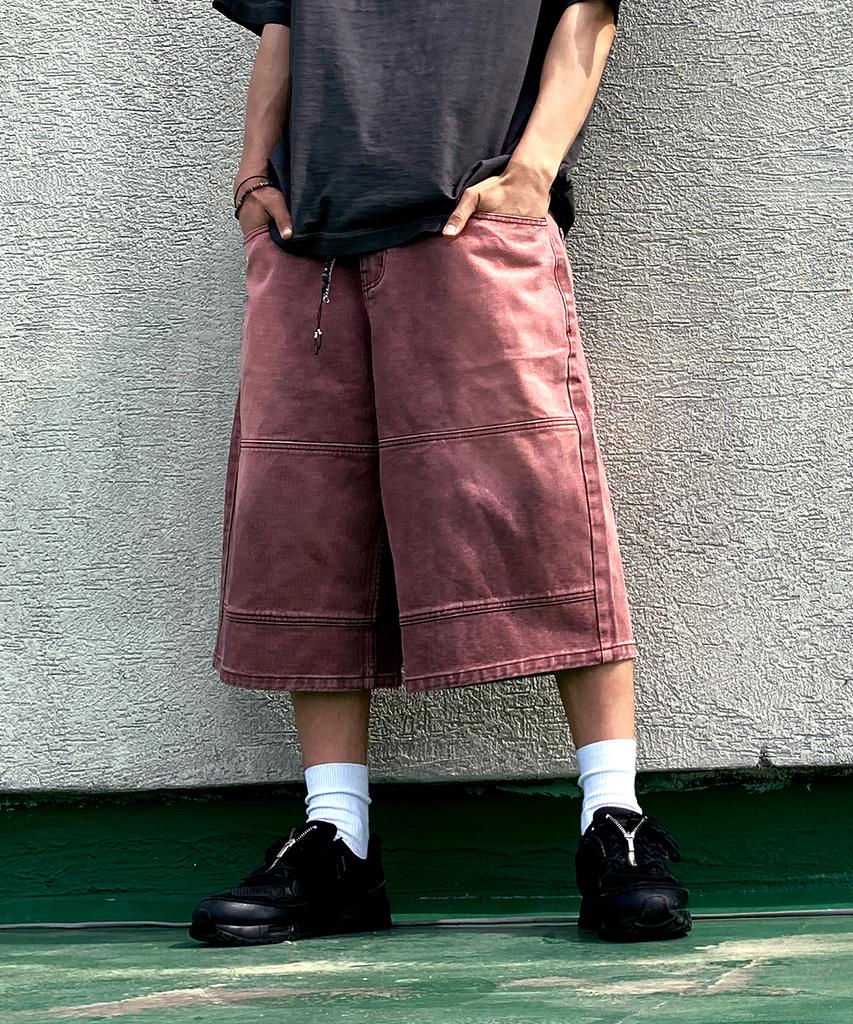 MAKEITTO Cut-Line Denim Bermuda Pants_Pink