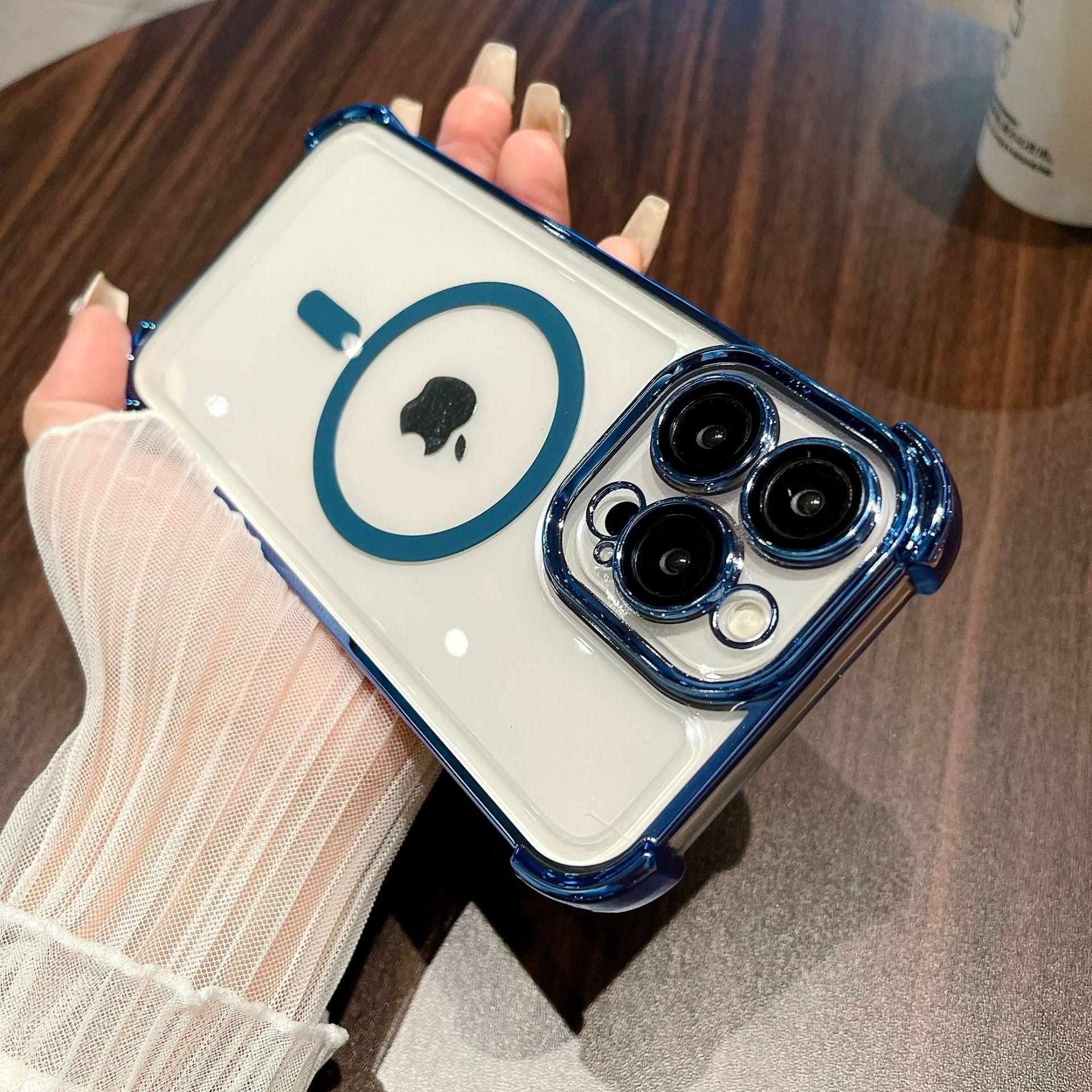 

Противоударный чехол с воздушными подушками по углам, подходит для чехла мобильного телефона iPhone16Pro, магнитный защитный чехол, чехол для Apple 14plus iPhone12Promax