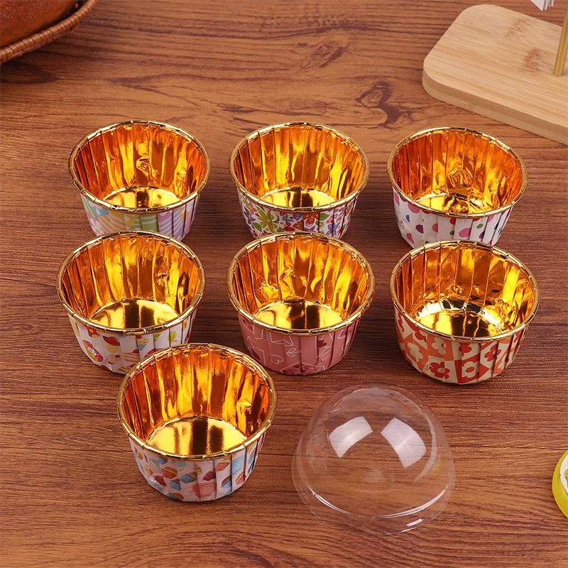 50Pcs/Set Disposable Muffin Cups Heat Resistant Glossy Cupcake Liners Disposable Cupcake Cups Or Lids DIY Baking Supplies