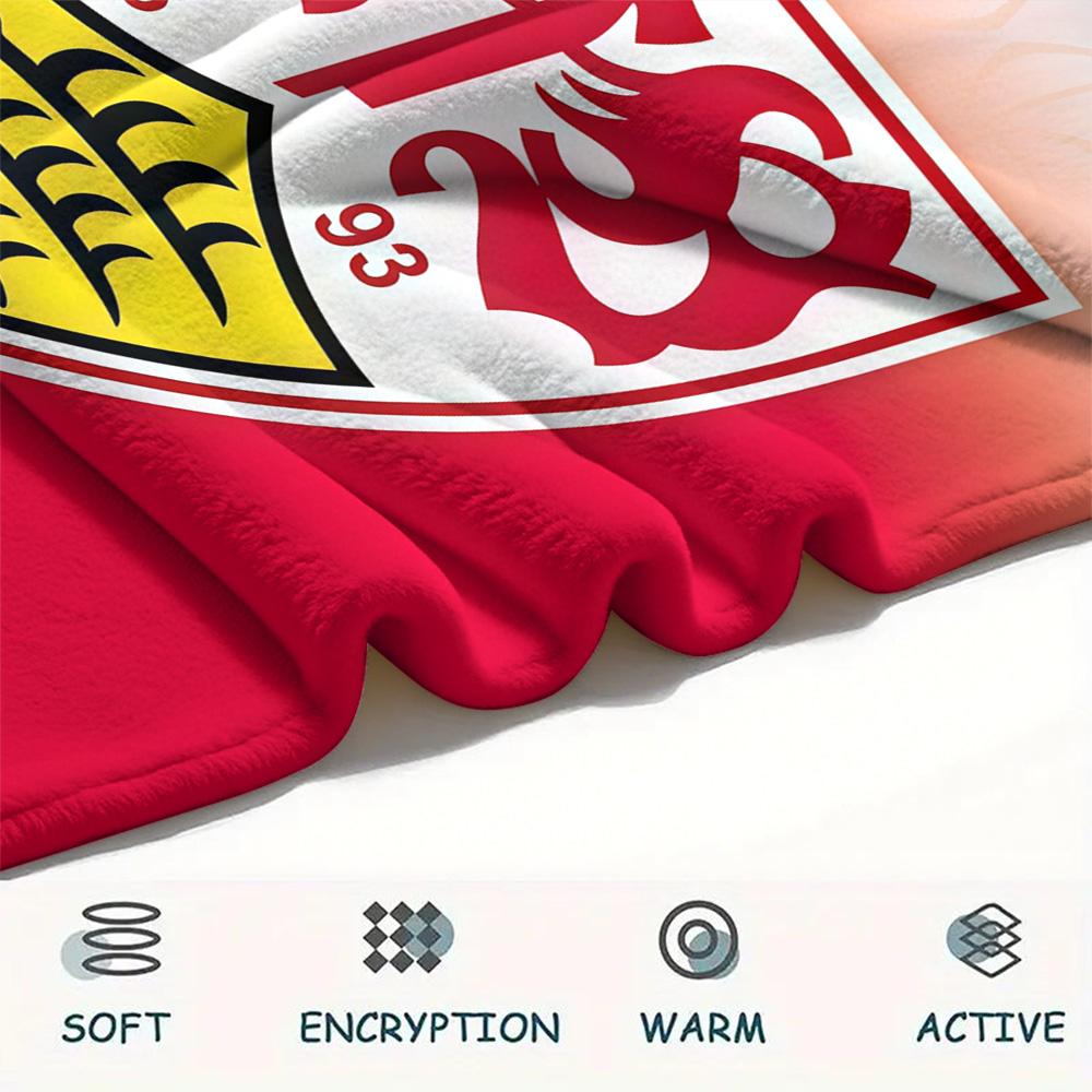 1 Stuk Stuttgart Voetbalclub Print Flanellen Deken Hoge Kwaliteit Warm Comfortabel Deksel voor Alle Seizoenen Perfect voor Cadeaus Woondecoratie