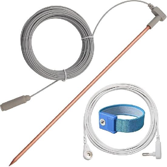 Copper Grounding Rod with 40ft Female Ground Cord, Portable Ground Rod Kit,Great for Grounded Earth Connected Products, Easy to Use with Grounding