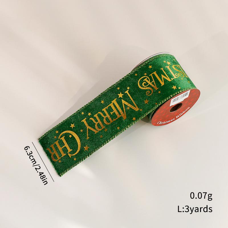 Gold Foil Woven Christmas Ribbon - Satin Printed Decoration Woven Ribbon