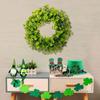 Green Wreath Artificial Four Leaf Clovers Garlands Green Hanging Tinsel Garlands Ornament for Patricks Day Decoration