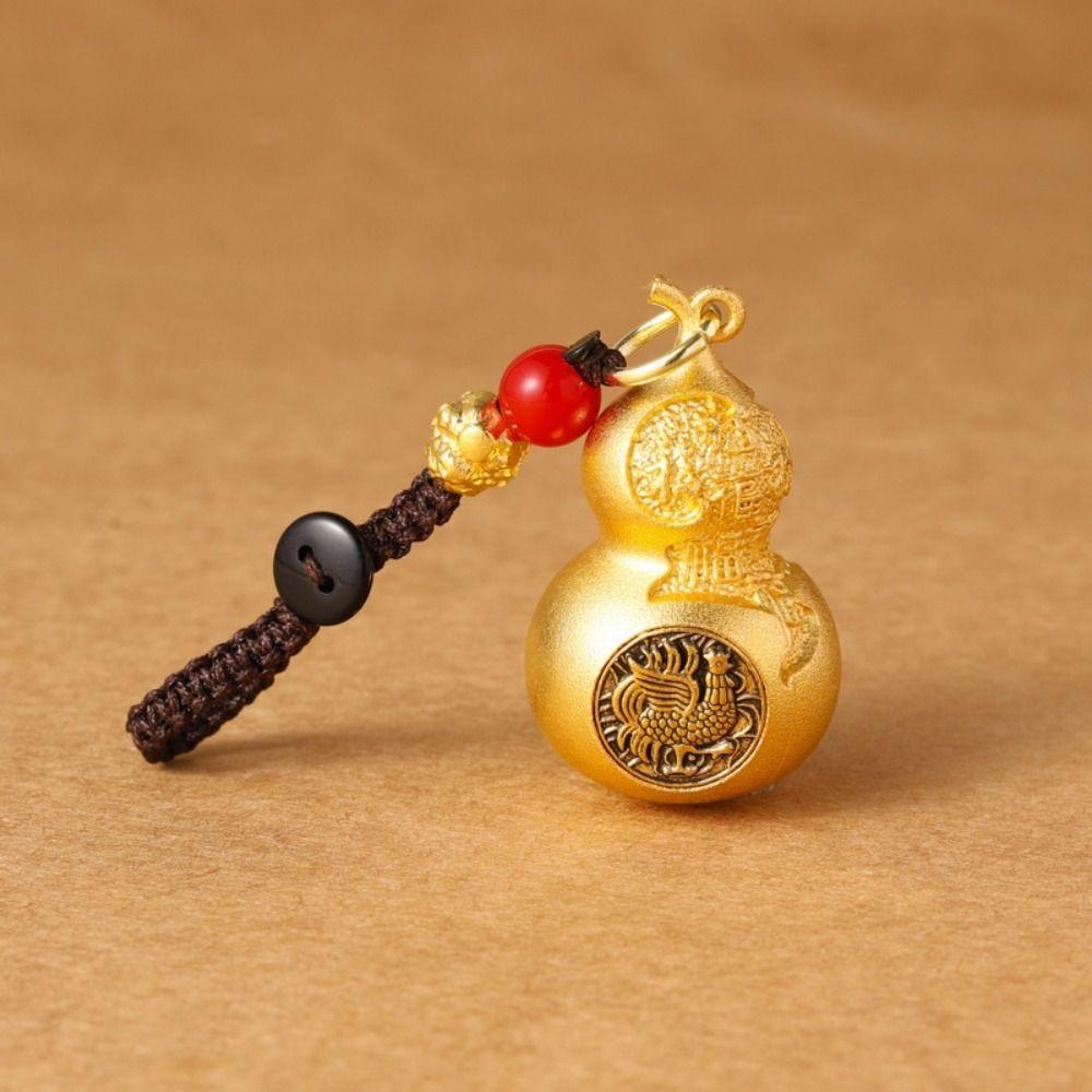 Hanging Zodiac Keychain Chinese Style Car Keychain Trendy Gourd Rotating Keychain  Gift