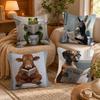 Bathroom Cat Reading On Toilet Cushion Cover Anti-dustmite Pillowcase Invisible Zipper Silky Short Plush Sofa Cushion Cover