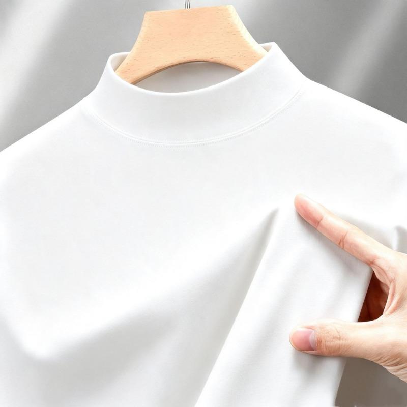 American Style Half High Neck Cotton Long Sleeve T Shirt Men Casual Fashion