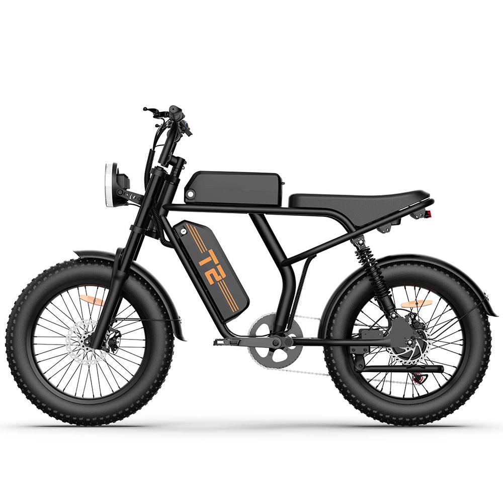 Urlife T2 Electric Bicycle 20" Fat Tire 500W Motor All Terrain Adult Electric Bike 7 Speed Dual Disc Brakes Max Load 120Kg