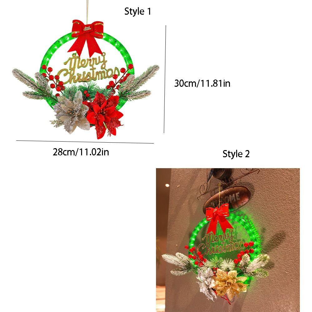 Glowing Christmas Wreath Timer Function LED Christmas Decorations Artificial Wreaths  Outdoor