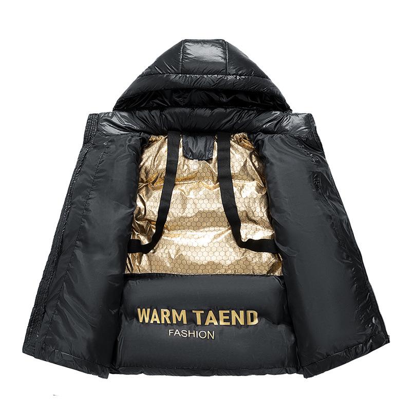 Black and Gold Cotton-padded Clothes Men's Winter Thickened Warm Windproof Cotton-padded Clothes Couple Hooded Versatile Casual Padded Jacket