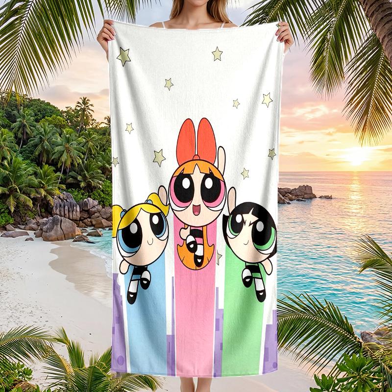 Powerpuff Fashion Beach Towel: Ideal for Summer Adventures Soft, Absorbent and Quick Drying Suitable for Swimming and Bathing