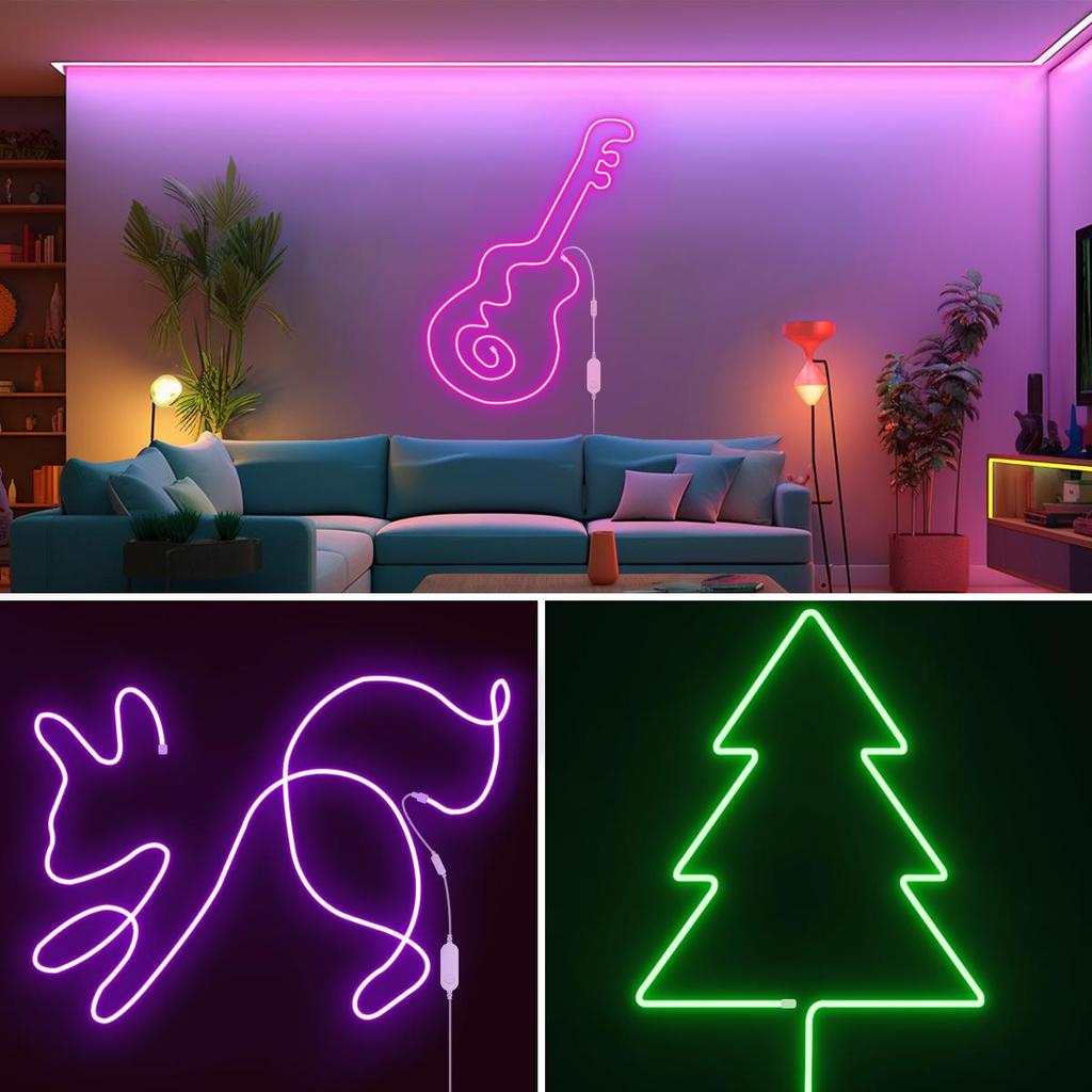 Zigbee Smart LED Flexible Silicone Neon LED Sign Light RGB Strip Lamp Rope Waterproof Dimmable Remote Control USB 5V SMD 3535
