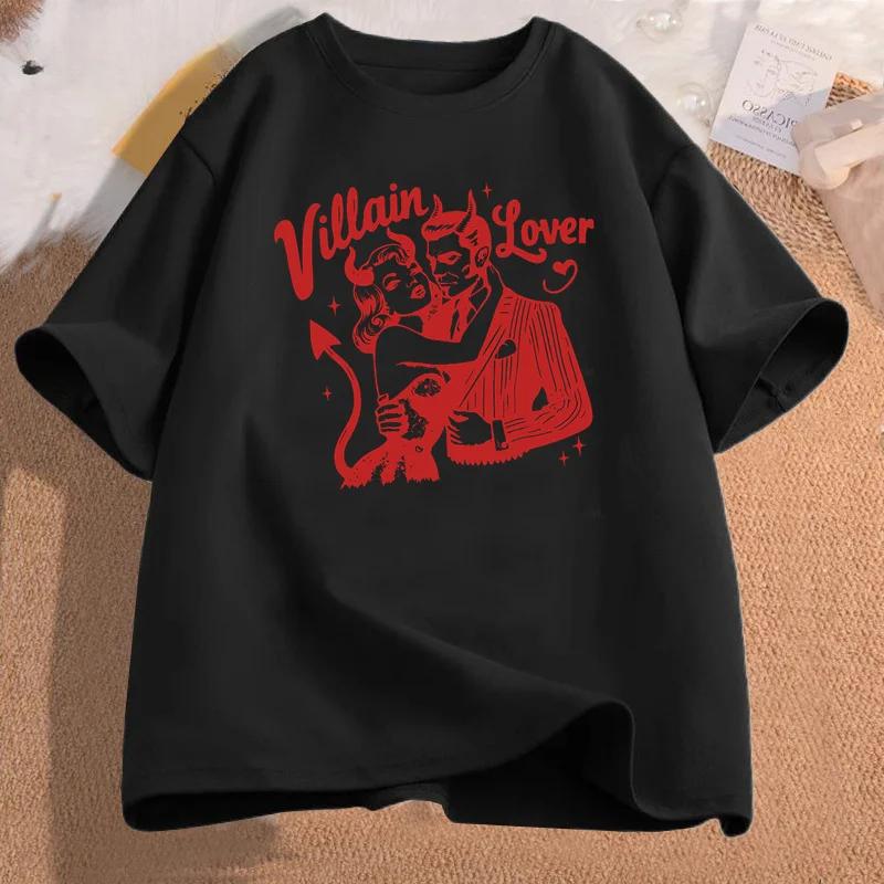 

Villain Lover Tshirts Dark RoUnisexce Tee Retro Bookish Merch Graphic T Shirts Book Lover Gift YA Dark Fantasy Book Club Clothes 4XL