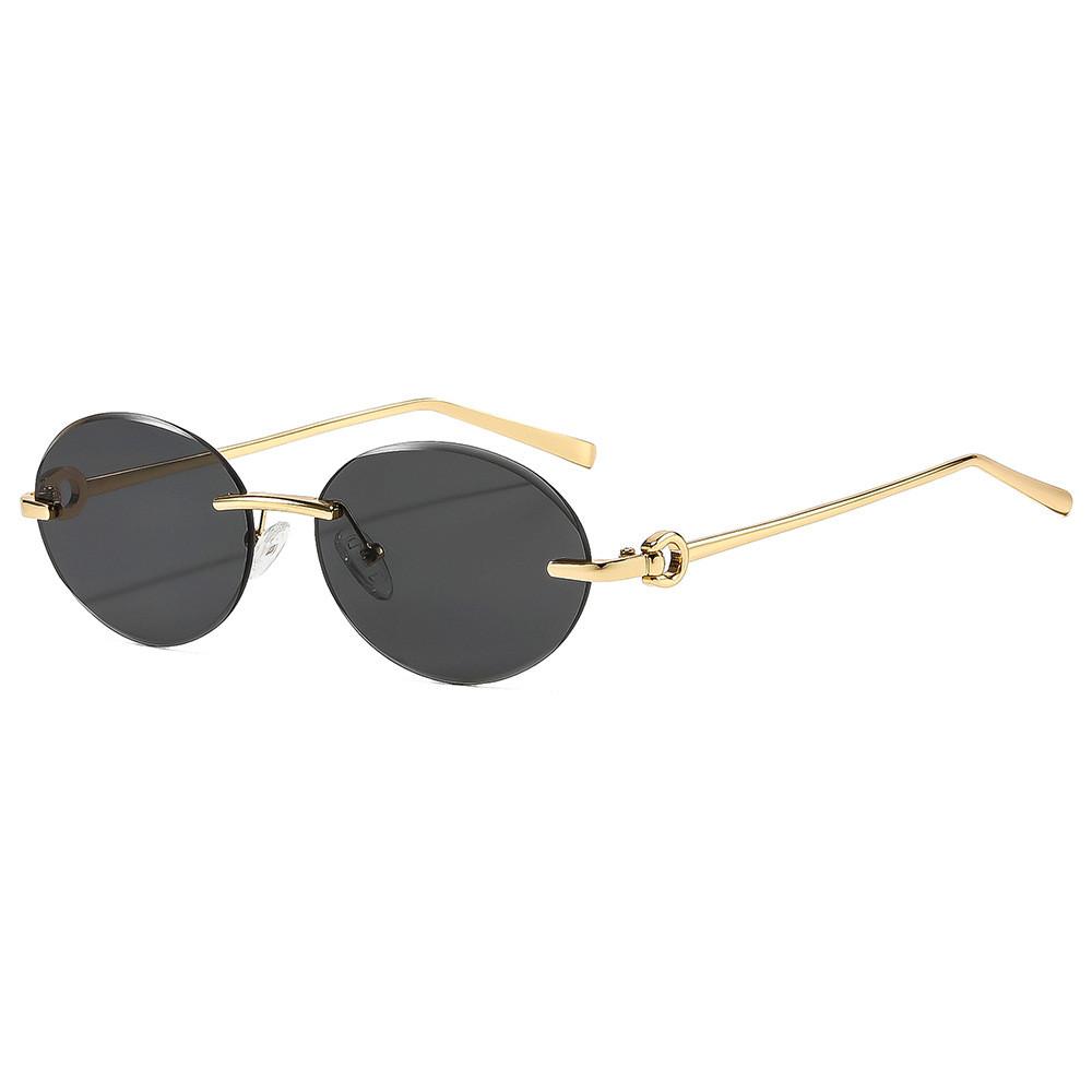 Elliptical Unisex Metal Frame Sunglasses With Uv400 Protection For Outdoor Fashion And Travel