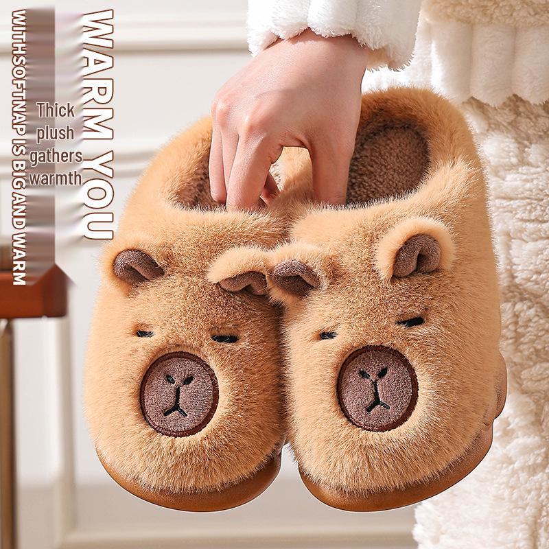 Capybara Cotton Slippers – New Winter 2025 Plush Home Slippers for Men & Women, Cute & Warm for Autumn and Winter.